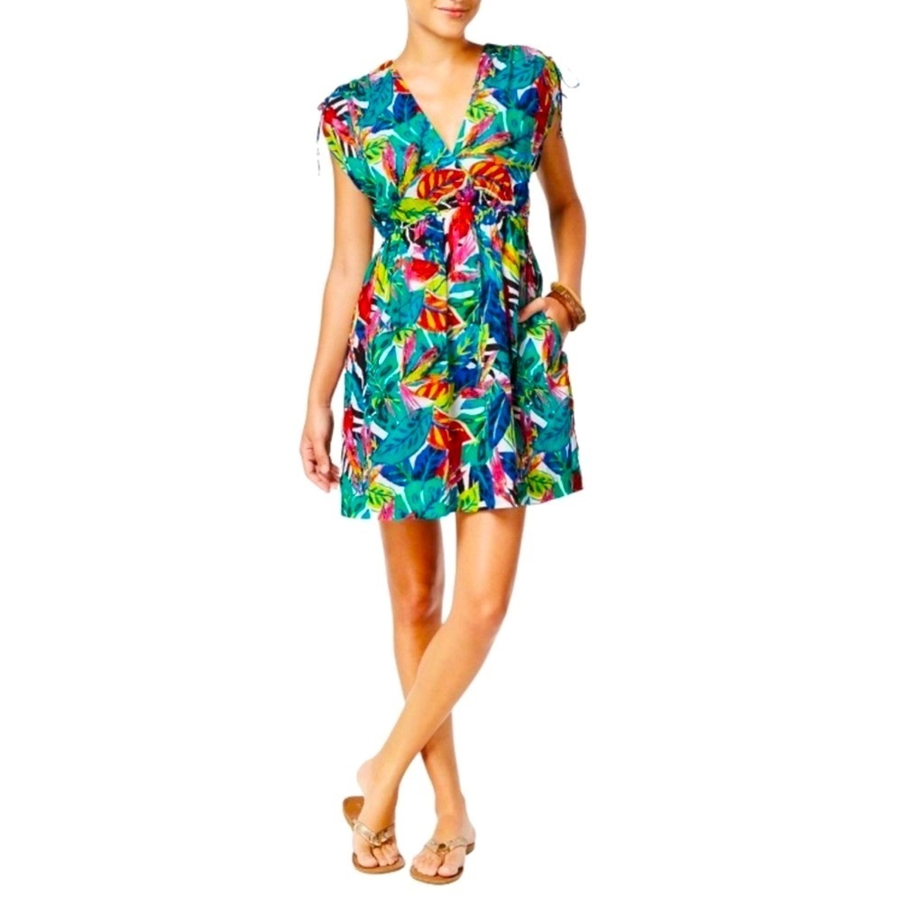 Lauren Ralph Lauren Rainforest Tropical Farrah Swimsuit Cover Up Dress SZ M